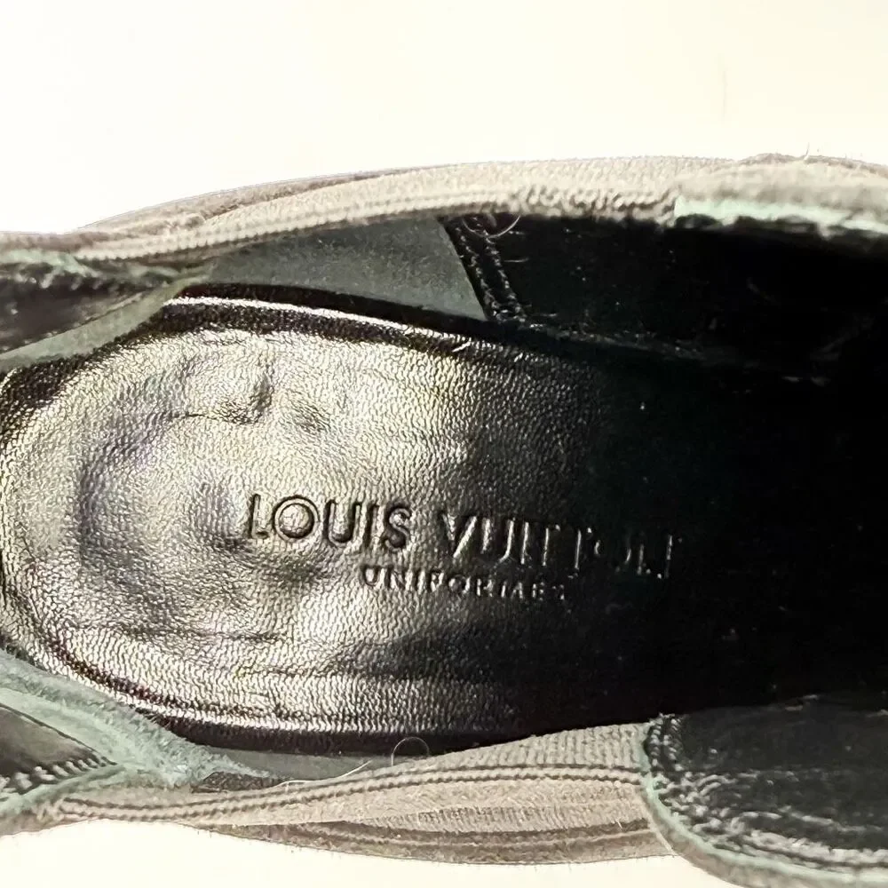 Louis Vuitton LV Monogram Ankle Boots Black Suede Heels EU 37 US 7